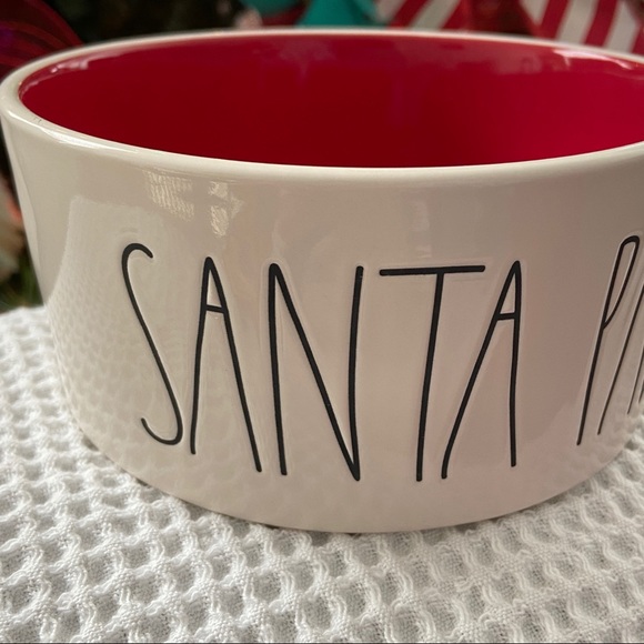 RAE DUNN ‘SANTA PAWS’ Pet Bowl. NWOT. 
Cream with Black LL, Red inside. - Picture 2 of 8